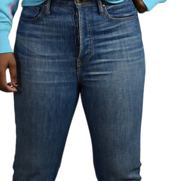 The Great Straight A Jeans Blue Button Fly High Waist Premium Denim Size 25 - Picture 4 of 14